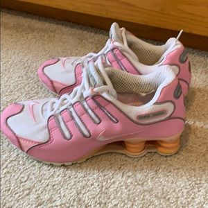 Pink and white Shox Nike sneakers,  tennis shoes 7